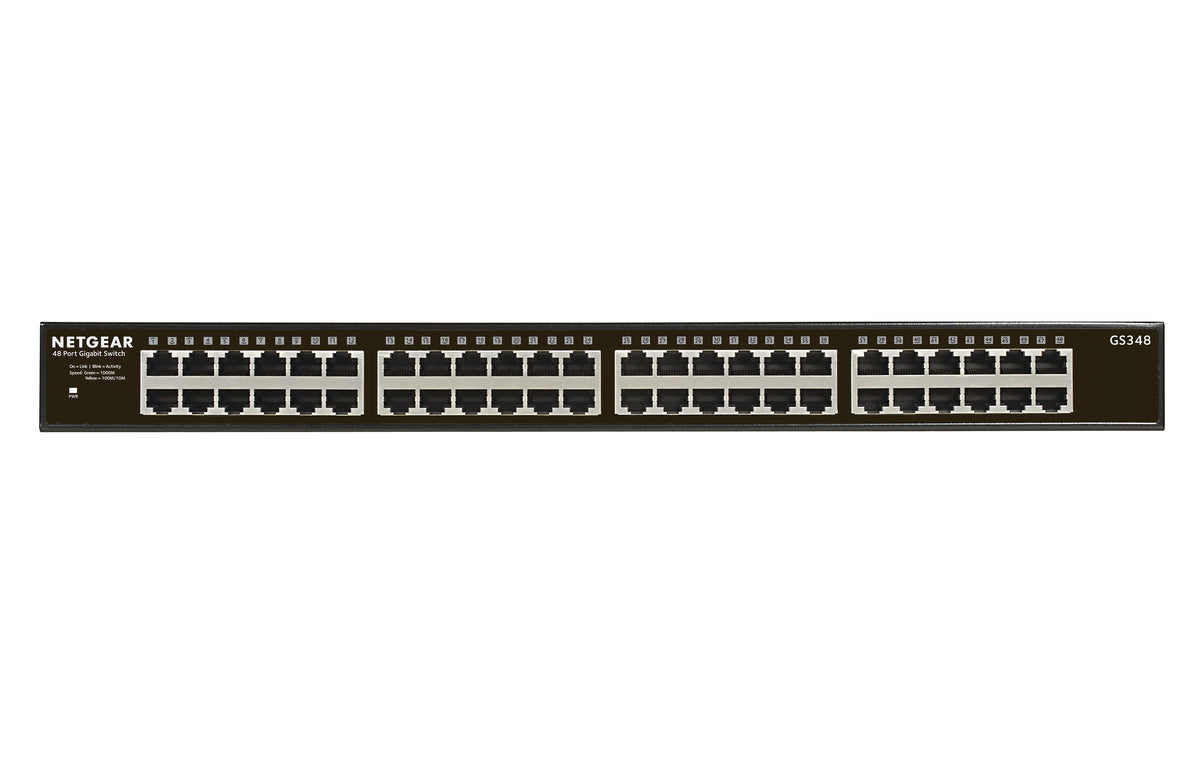 NETGEAR GS348 Ohanterad Gigabit Ethernet (10/100/1000) 1U Svart