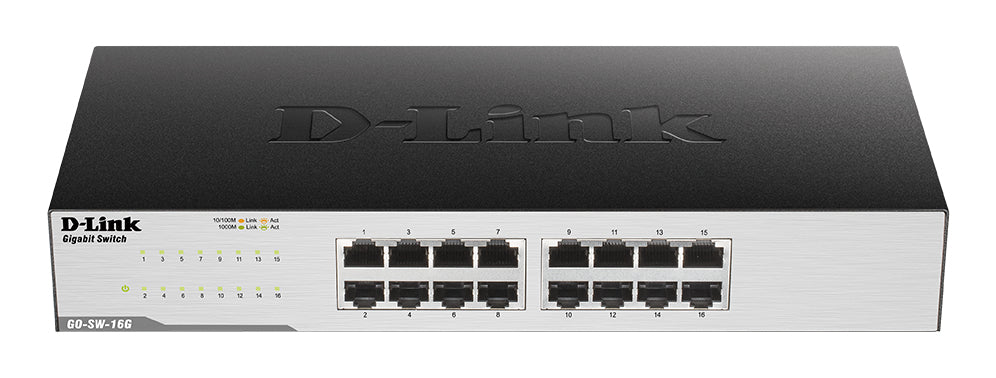 D-Link GO-SW-16G Ohanterad L2 Gigabit Ethernet (10/100/1000) 1U Svart