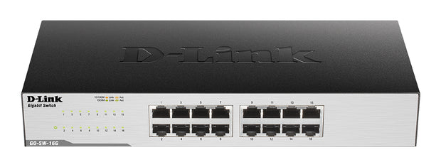 D-Link GO-SW-16G Ohanterad L2 Gigabit Ethernet (10/100/1000) 1U Svart