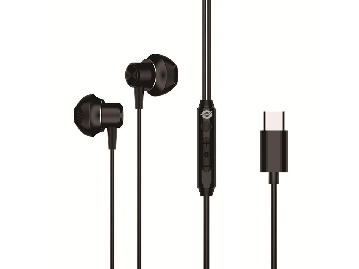 Conceptronic BRENDAN04B hörlur och headset Kabel I öra Samtal/musik USB Type-C Svart
