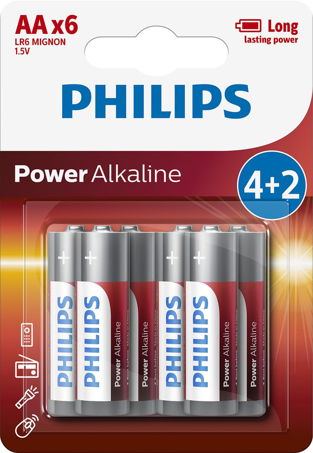 Philips Power Alkaline Batteri LR6P6BP/10 hushållsbatterier