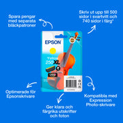 Epson En Gul 250XL Violin Claria Photo HD-bläck