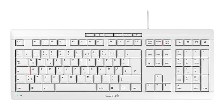 CHERRY STREAM tangentbord Kontor USB QWERTZ tyska Vit