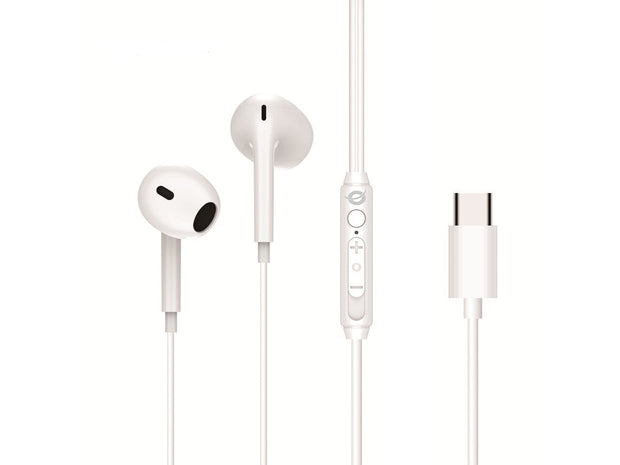 Conceptronic BRENDAN02W hörlur och headset Kabel I öra Samtal/musik USB Type-C Vit