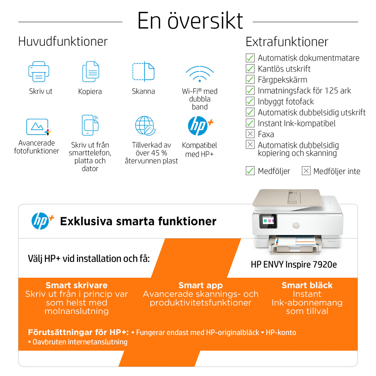 HP ENVY Inspire 7920e Trådlöst All-in-One Färg Skrivare