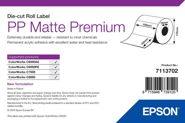 Epson PP Matte Label Premium utskriftsbara Etiketter