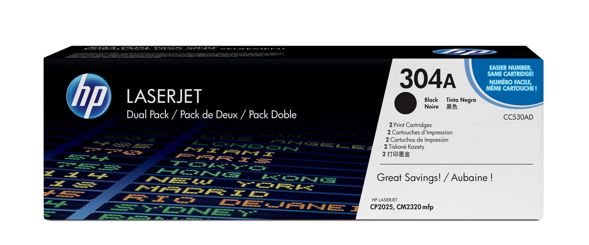 HP 304A 2-pack svart original LaserJet tonerkassett