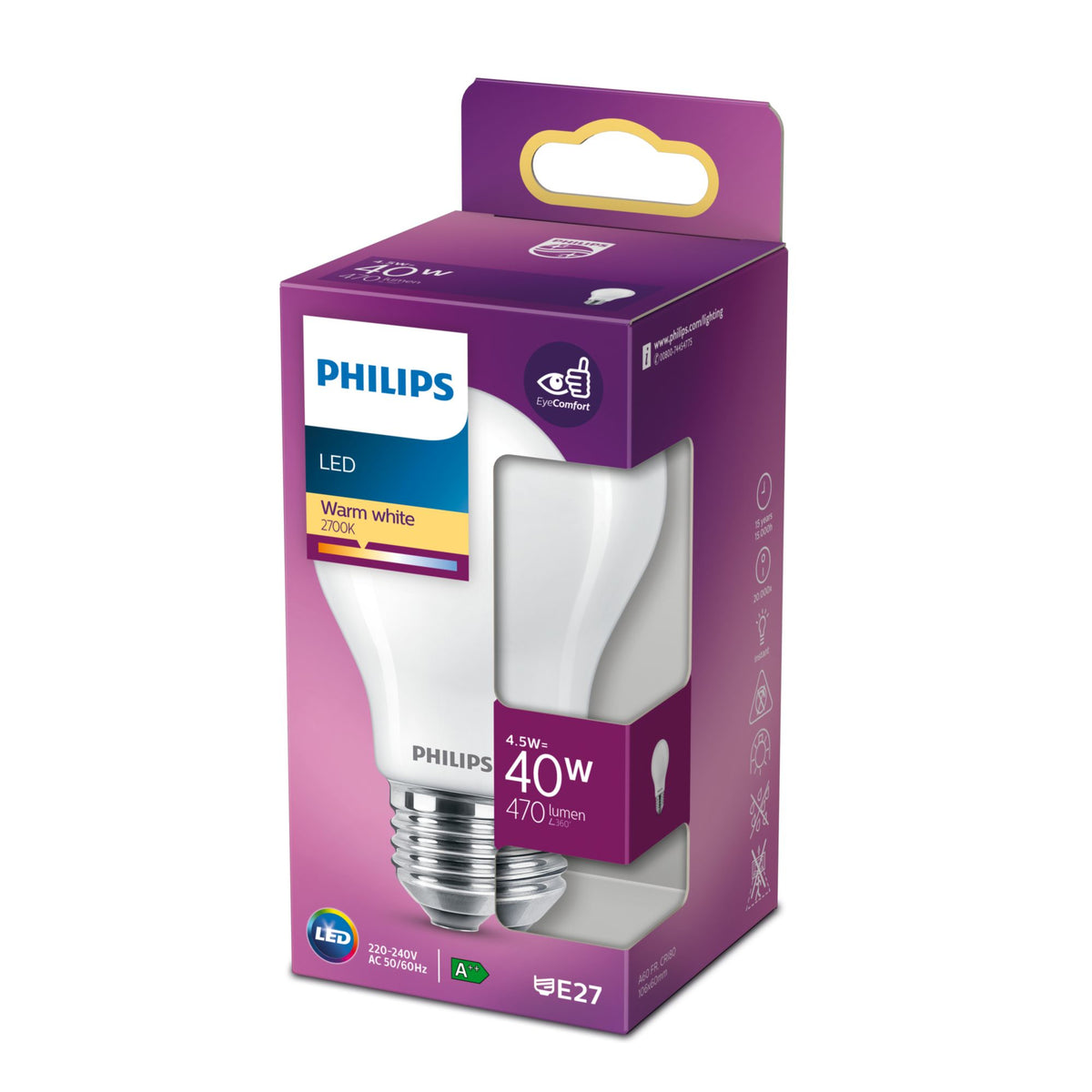 Philips Filamentljuskälla frostad 40 W A60 E27