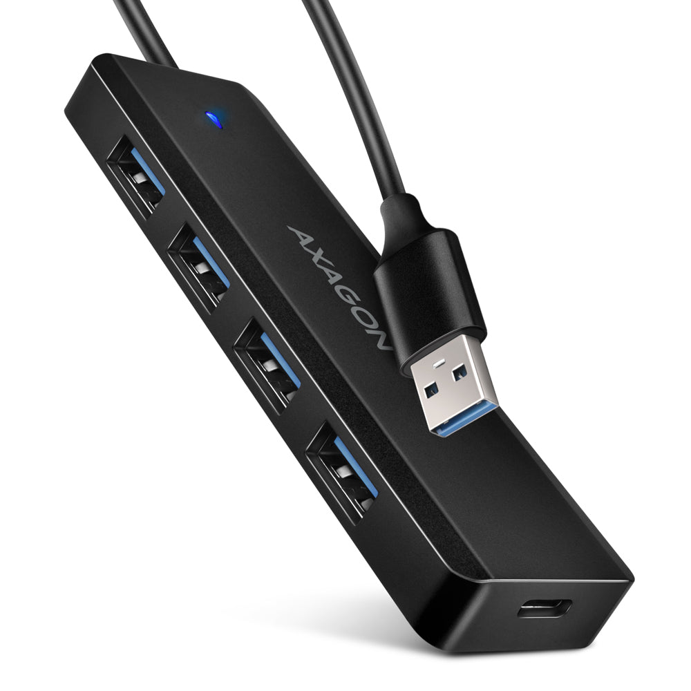 Axagon HUE-C1A gränssnittshubbar USB 3.2 Gen 1 (3.1 Gen 1) Type-A 5000 Mbit/s Svart