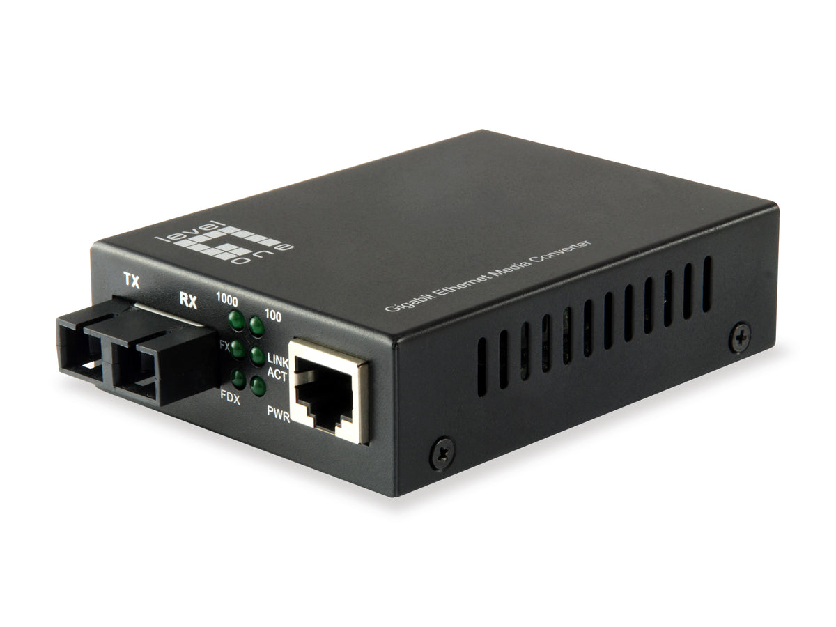 LevelOne GVT-2002 mediakonverterare för nätverk 1000 Mbit/s 1310 nm Enkelläge Svart