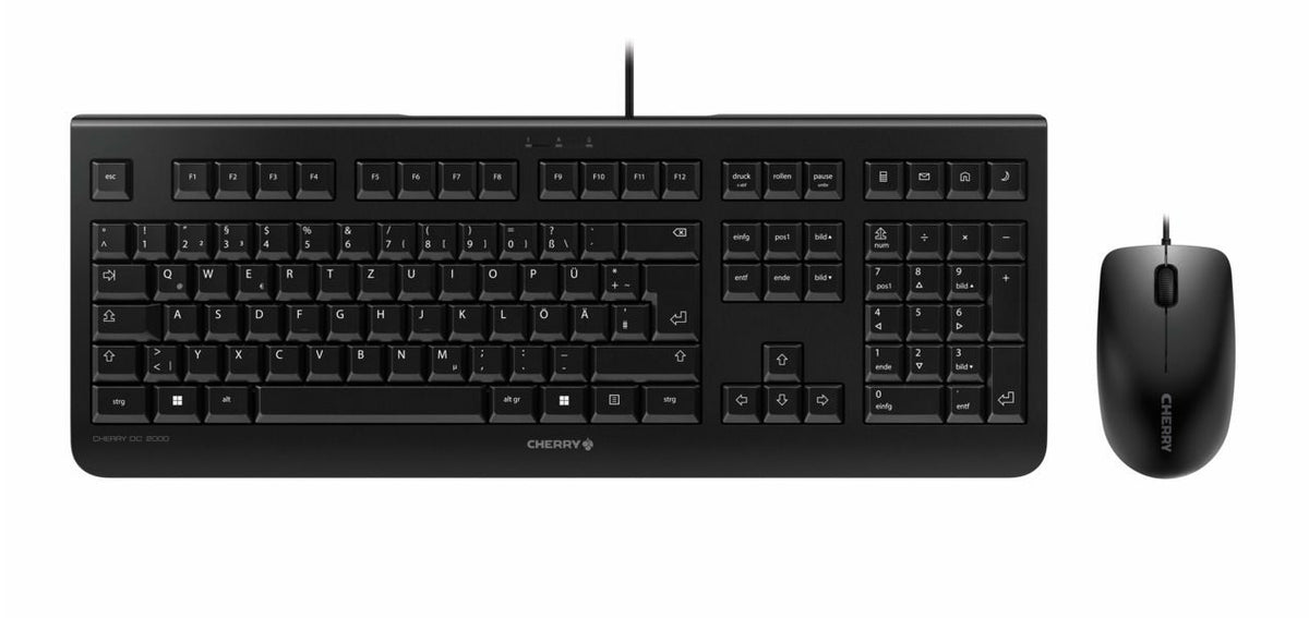 CHERRY DC 2000 tangentbord Mus inkluderad Hem / Kontor USB QWERTZ Ungerska Svart