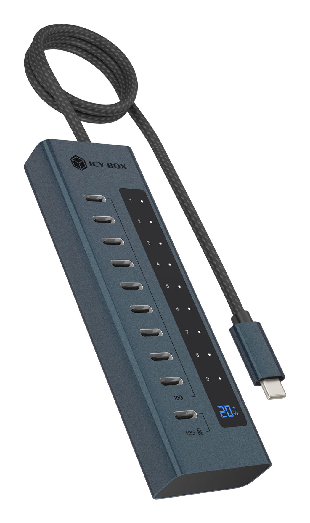 ICY BOX IB-HUB1450-C31 10000 Mbit/s Antracit