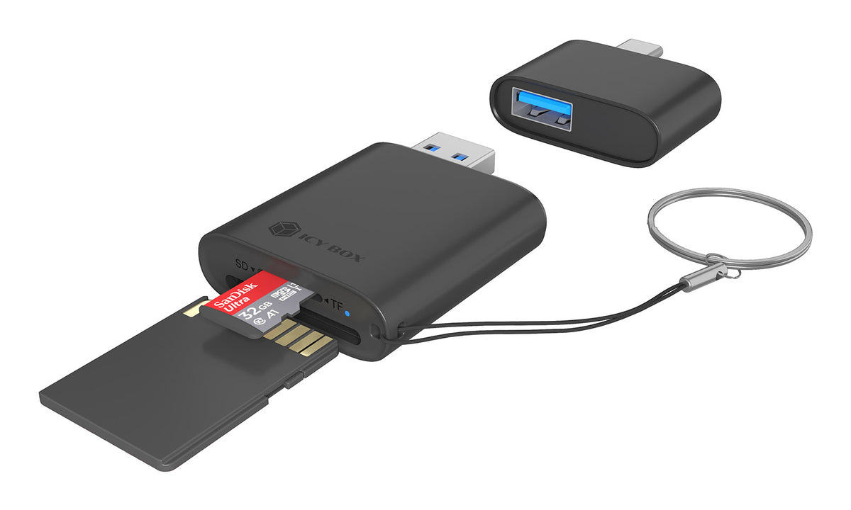 ICY BOX IB-CR204-CU3 kortläsare USB 3.2 Gen 1 (3.1 Gen 1) Type-A/Type-C Svart