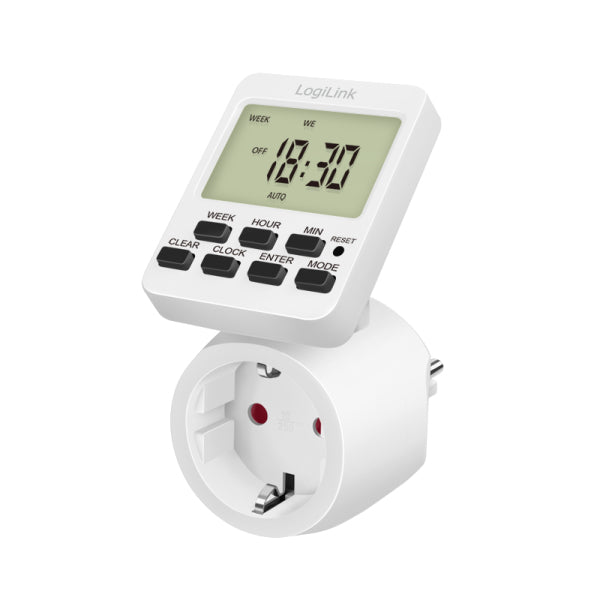 LogiLink ET0014 elektriska tidtagarur Vit Daglig timer/veckotimer