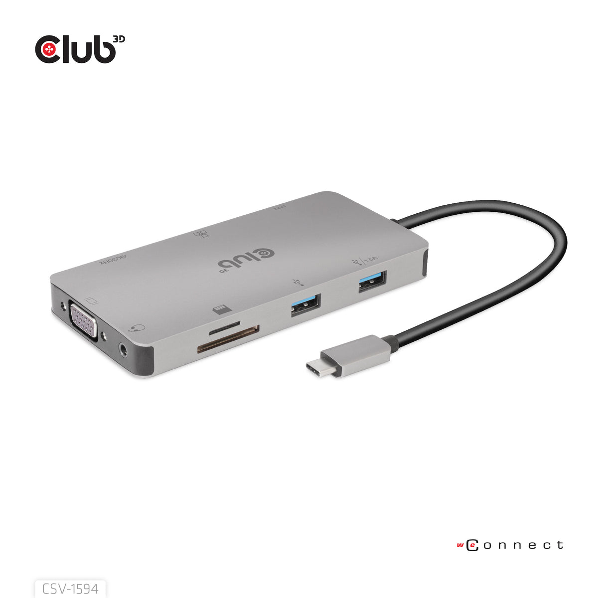 CLUB3D CSV-1594 dockningsstationer för bärbara datorer USB 3.2 Gen 1 (3.1 Gen 1)