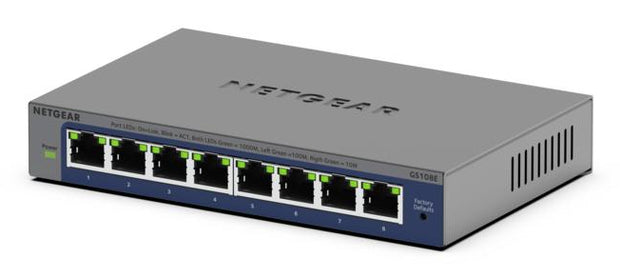 NETGEAR GS108Ev4 Ohanterad L2/L3 Gigabit Ethernet (10/100/1000) Grå