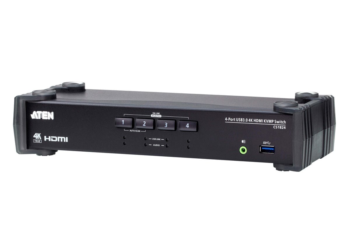 ATEN 4-portars USB 3.0 4K HDMI KVMP Switch med ljudmixerläge