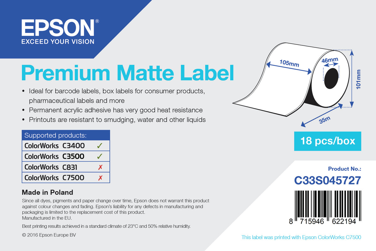 Epson Premium Matte Label utskriftsbara Etiketter