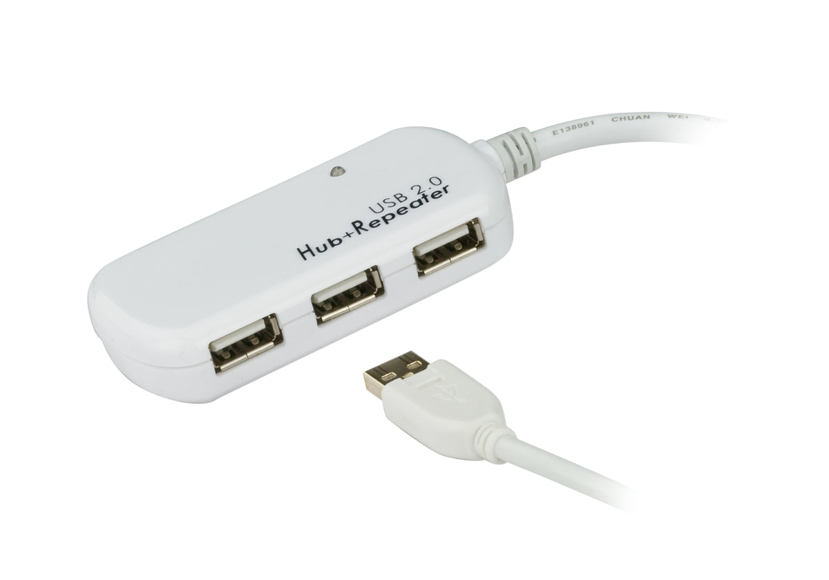 ATEN 12 m lång 4-portars USB 2.0-förlängningskabel (kedjekoppling upp till 60 m)