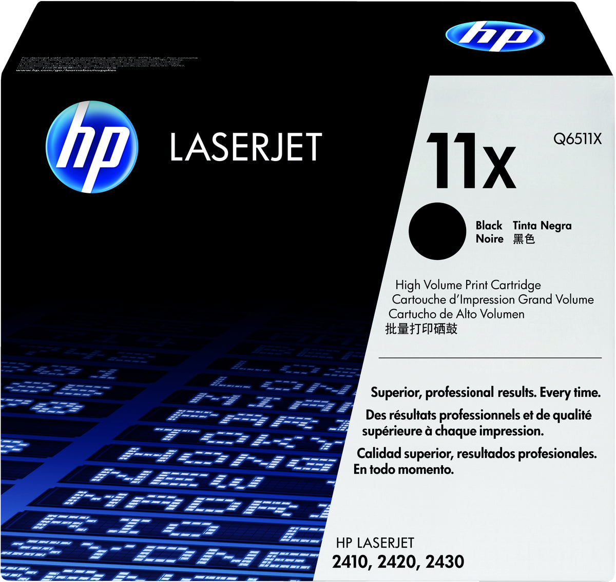 HP 11X High Yield Black Original LaserJet Toner Cartridge Tonerkassett Svart
