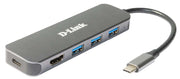 D-Link DUB-2333 dockningsstationer för bärbara datorer Kabel USB Type-C Grå