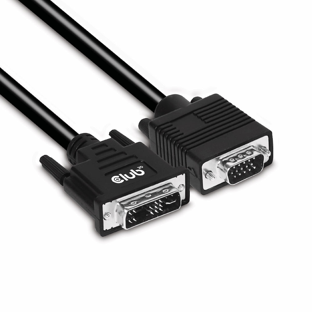 CLUB3D DVI-A TO VGA CABLE M/M 3m/ 9.8ft 28 AWG Svart