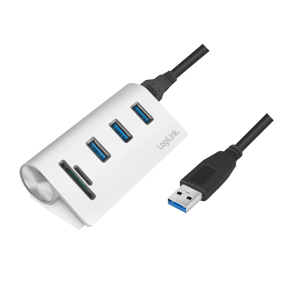 LogiLink CR0045 gränssnittshubbar USB 3.2 Gen 1 (3.1 Gen 1) Type-A 5000 Mbit/s Silver