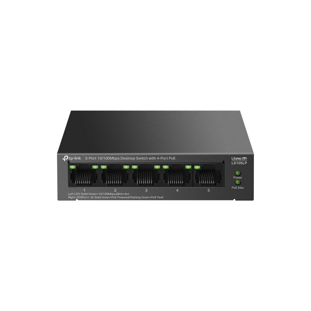 TP-Link LiteWave LS105P Ohanterad Fast Ethernet (10/100) Strömförsörjning via Ethernet (PoE) stöd Svart
