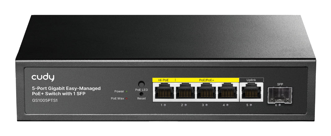 Cudy GS1005PTS1 nätverksswitchar Gigabit Ethernet (10/100/1000) Strömförsörjning via