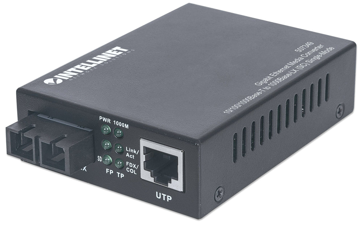 Intellinet 507349 mediakonverterare för nätverk 1000 Mbit/s 1310 nm Enkelläge Svart