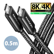Axagon BUCM4X-CM05AB USB-kablar USB4 Gen 3x2 0,5 m USB C 40 Gbit/s 240 W Svart