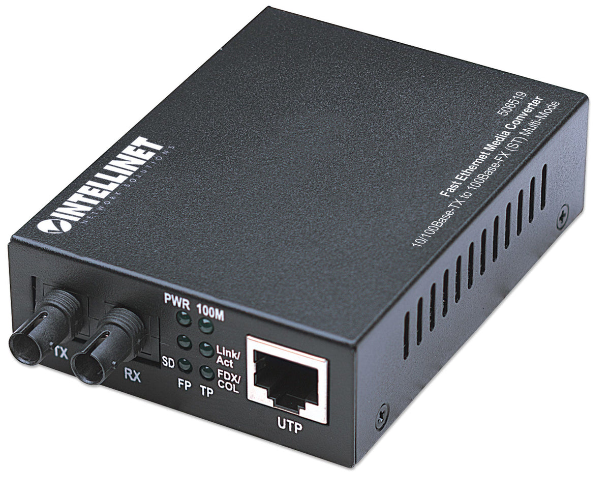 Intellinet 506519 mediakonverterare för nätverk 100 Mbit/s 1310 nm Flerläge Svart