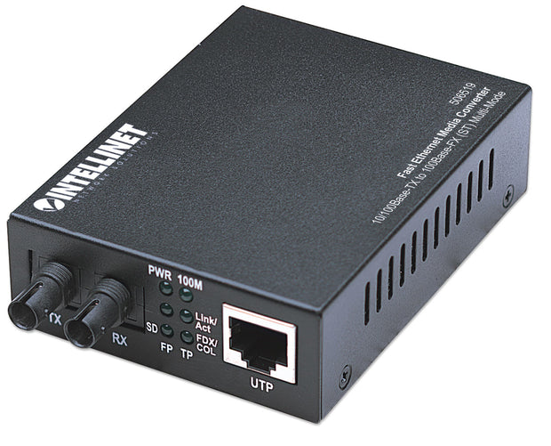 Intellinet 506519 mediakonverterare för nätverk 100 Mbit/s 1310 nm Flerläge Svart