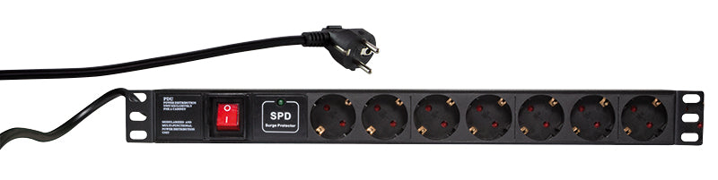 LogiLink PDU7C01 överspänningsskydd Svart 7 AC-utgångar 230 V 2 m