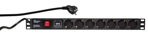LogiLink PDU7C01 överspänningsskydd Svart 7 AC-utgångar 230 V 2 m