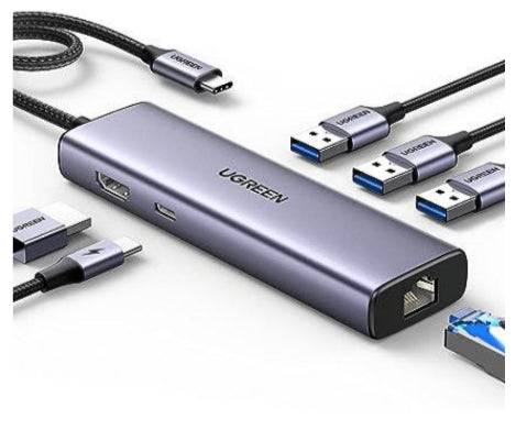 Ugreen 15598 gränssnittshubbar USB 3.2 Gen 1 (3.1 Gen 1) Type-C 5000 Mbit/s Silver