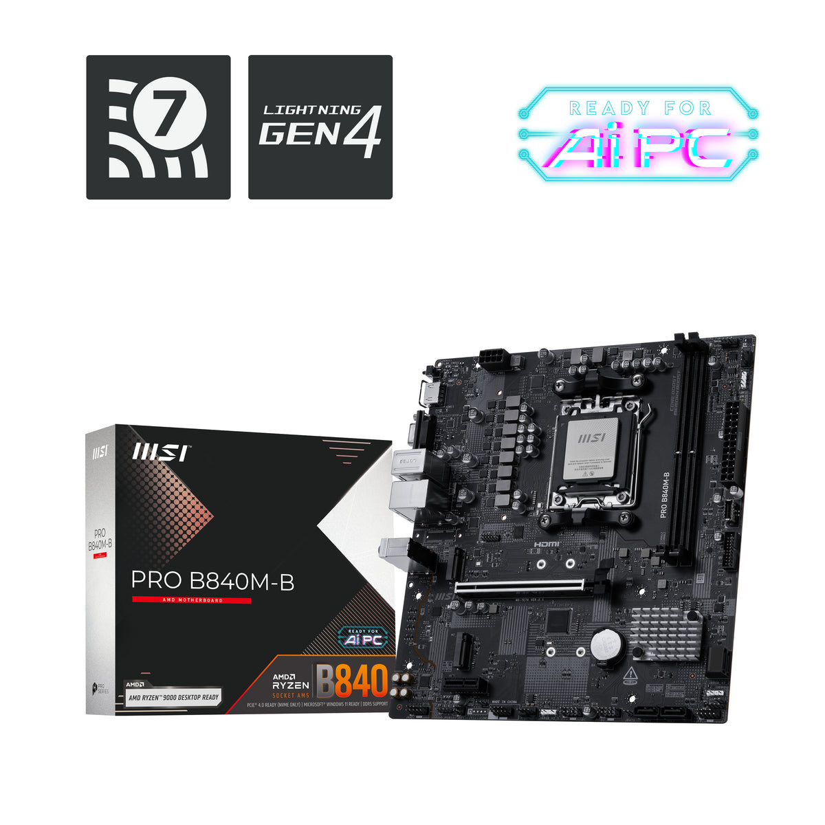 MSI PRO B840M-B moderkort AMD B840 AM5-sockel micro ATX