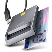 Axagon CRE-SM3TC läsare smarta kort inomhus USB Type-C Grå