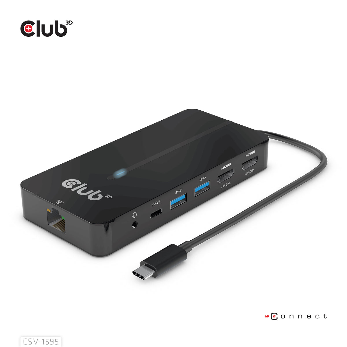 CLUB3D CSV-1595 dockningsstationer för bärbara datorer USB 3.2 Gen 1 (3.1 Gen 1)