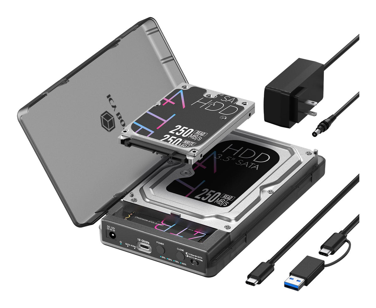 ICY BOX IB-3882MSCL-CU31 HDD- / SSD kabinett Svart M.2/2.5"/3.5"