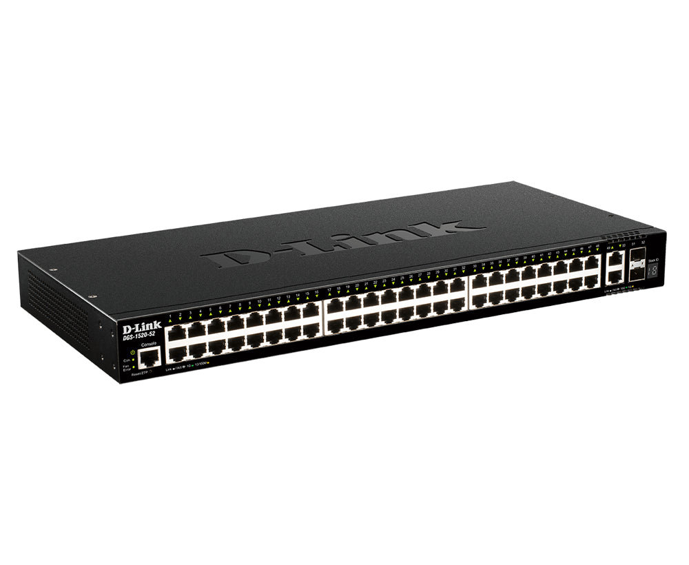 D-Link DGS-1520-52/E nätverksswitchar hanterad L3 10G Ethernet (100/1000/10000) 1U Svart