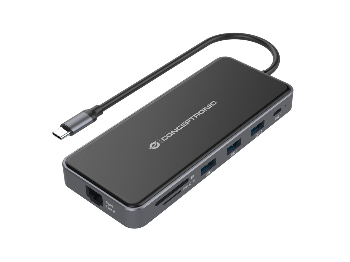 Conceptronic DONN15G dockningsstationer för bärbara datorer Kabel USB 3.2 Gen 1 (3.1