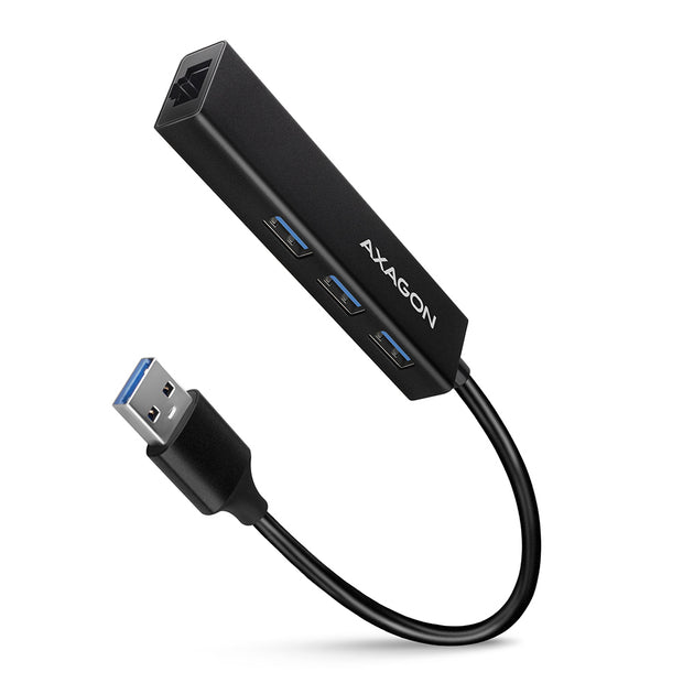Axagon HMA-GL3A Multiport-Hub USB 3.0 Typ A Gbit-LAN 3x USB-A microSD Kabel USB 3.2 Gen 1 (3.1 Gen 1) Type-A