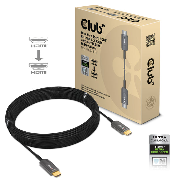 CLUB3D CAC-1376 HDMI-kabel 10 m HDMI Typ A (standard) Svart