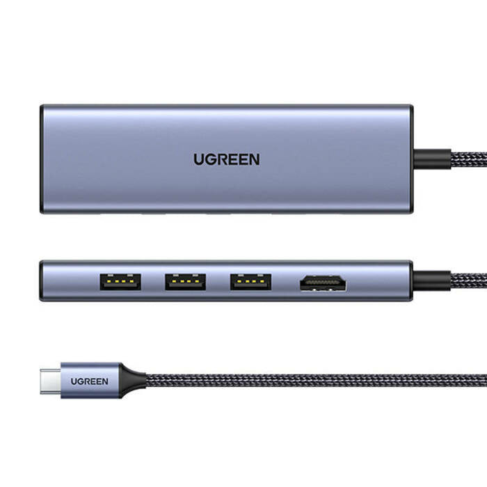 Ugreen 20956A gränssnittshubbar USB Type-C 5000 Mbit/s Silver