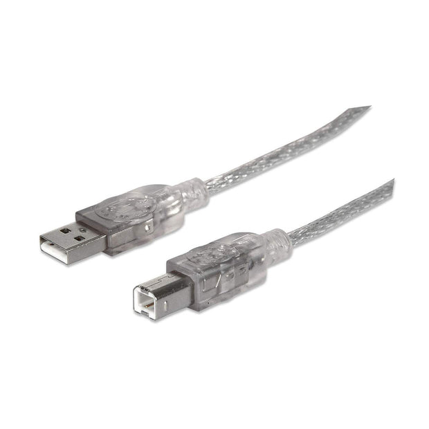 Manhattan 333405 USB-kablar USB 2.0 1,8 m USB A USB B 0,48 Gbit/s Silver