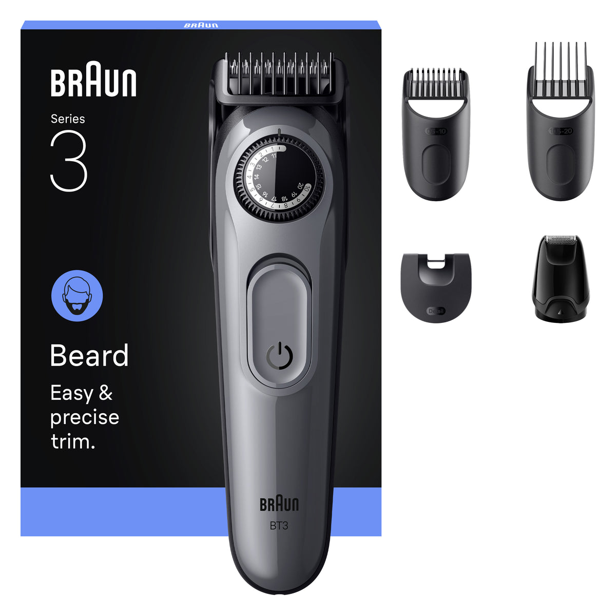 Braun BeardTrimmer 3 80789789 skäggtrimmer AC/Batteri 20