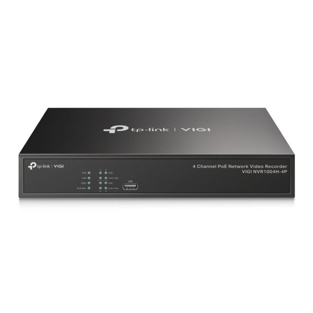 TP-Link VIGI NVR1004H-4P nätverksvideobandspelare (NVR) Svart