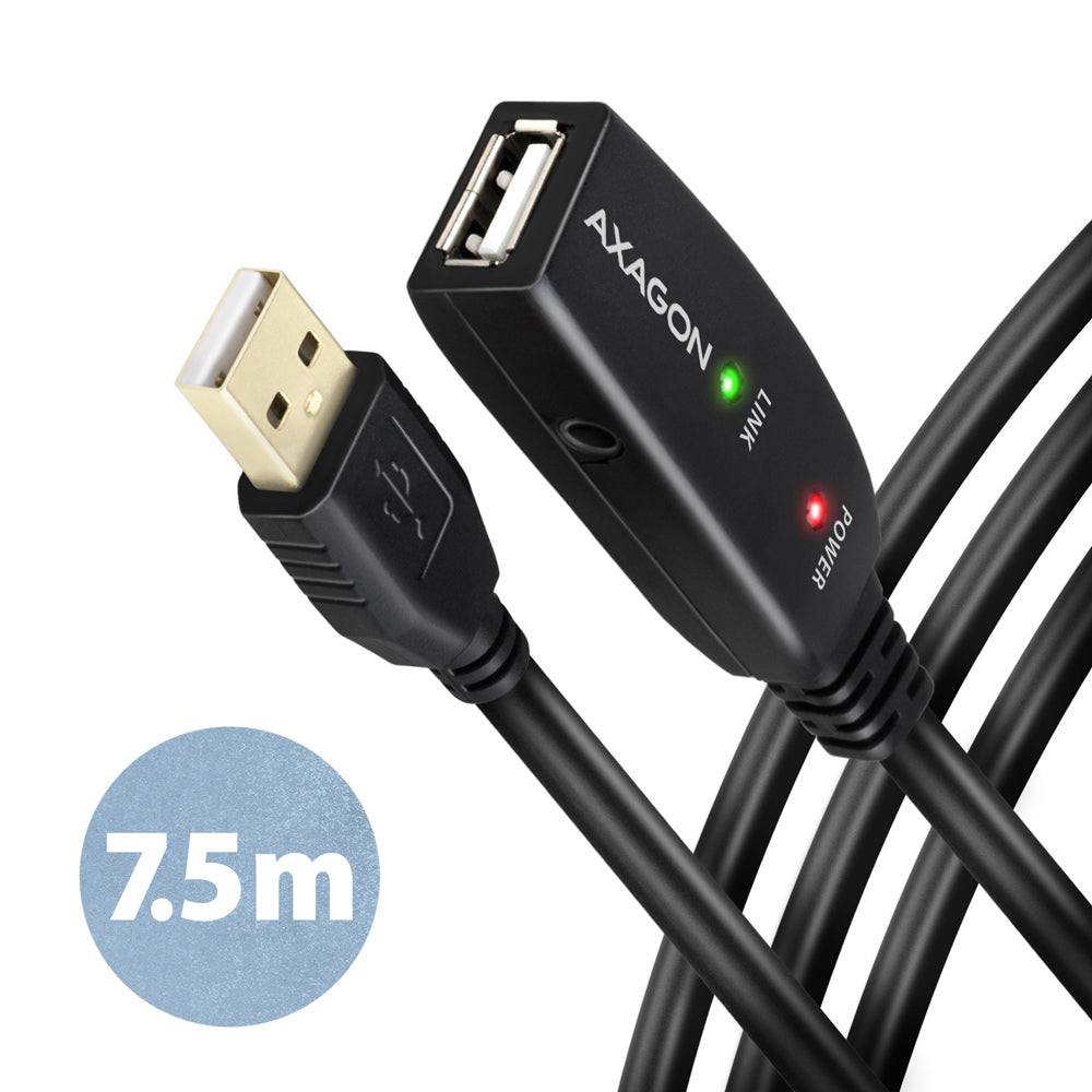 Axagon ADR-207 USB-kablar USB 2.0 7,5 m USB A 0,48 Gbit/s Svart
