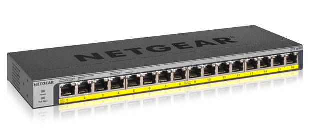 NETGEAR GS116PP Ohanterad Gigabit Ethernet (10/100/1000) Strömförsörjning via Ethernet (PoE) stöd Svart